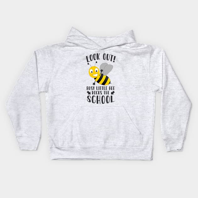 Look out! Busy little bee rocks the school Kids Hoodie by Die Designwerkstatt